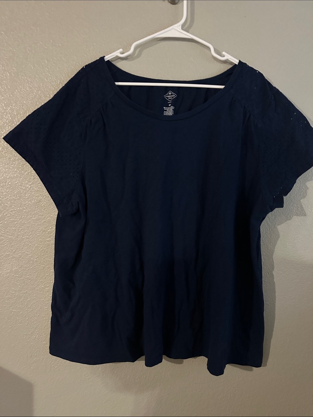 St. John's Bay Navy Short-Sleeve Eyelet Tee